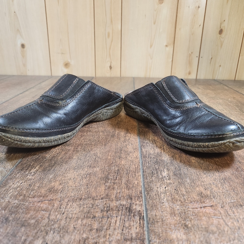 Clarks Artisan Collection Womens Size 9M Mules Clogs Slip-on Black Leather 84475 - Picture 5 of 10